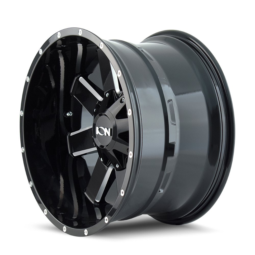 ION TYPE 141 GLOSS BLACK/MILLED SPOKES 20X12 6-135/6-139.7 -44MM 106MM-Offroad Scout