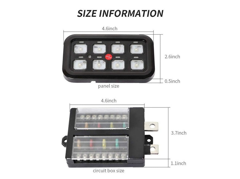 Vehicle Accessory 8 Switch Control System (Blue Backlighting)-Offroad Scout
